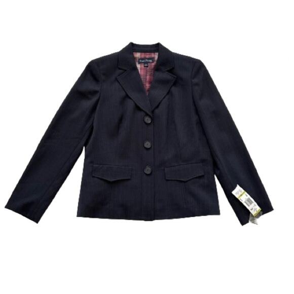 Evan Picone Navy Pinstripe Three Button Front Career Blazer Jacket Size 14 NEW - Picture 14 of 14